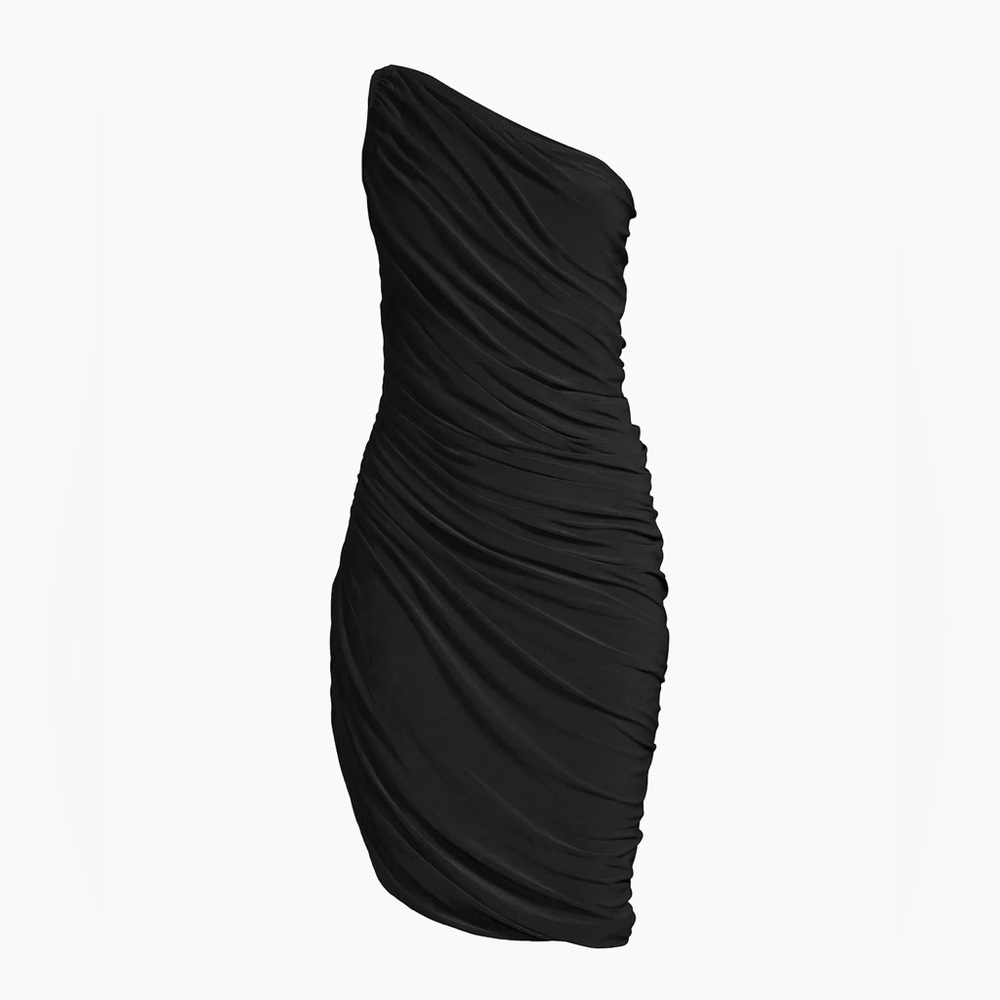 Brand New Never Worn Norma Kamali Diana Ruched One-Shoulder Mini Dress Size S